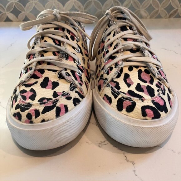 Obtaom Women Canvas Memory Foam Cheetah Animal Print Fashion Sneakers Shoes Sz 7 - Picture 4 of 11